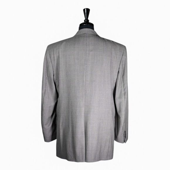 Jos. A. Bank Mens Blazer Gray Blue Plaid Check Wool Lined Jacket Sport Coat 44L - Picture 2 of 8